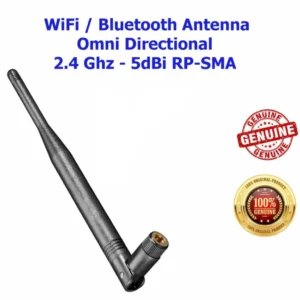 WiFi / Bluetooth Omni Directional Antenna for - 2.4 Ghz and 5Ghz WIFI Router and other internet and Signal Devices - 5dBi RP-SMA 2.4GHz High Gain Networking Antenna - 5dB Omni-Directional for improving Range and Performance Connector rotates through 90 degrees - Locks at 45 degrees and 90 degrees RP SMA Connector Supplied with RP SMA Male connection - Visit our shop for more Antennas, Cables and Other Networking Devices and Solutions, Use Chat Option For Best Networking and Low Solution